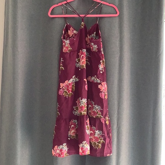 ๐ฅ American Eagle Outfitters purple gauze halter babydoll tiered dress Sz2 - Picture 5 of 16